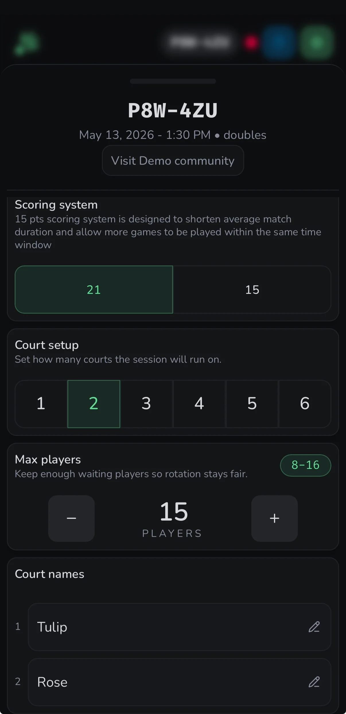 Shuttl mobile edit session screen