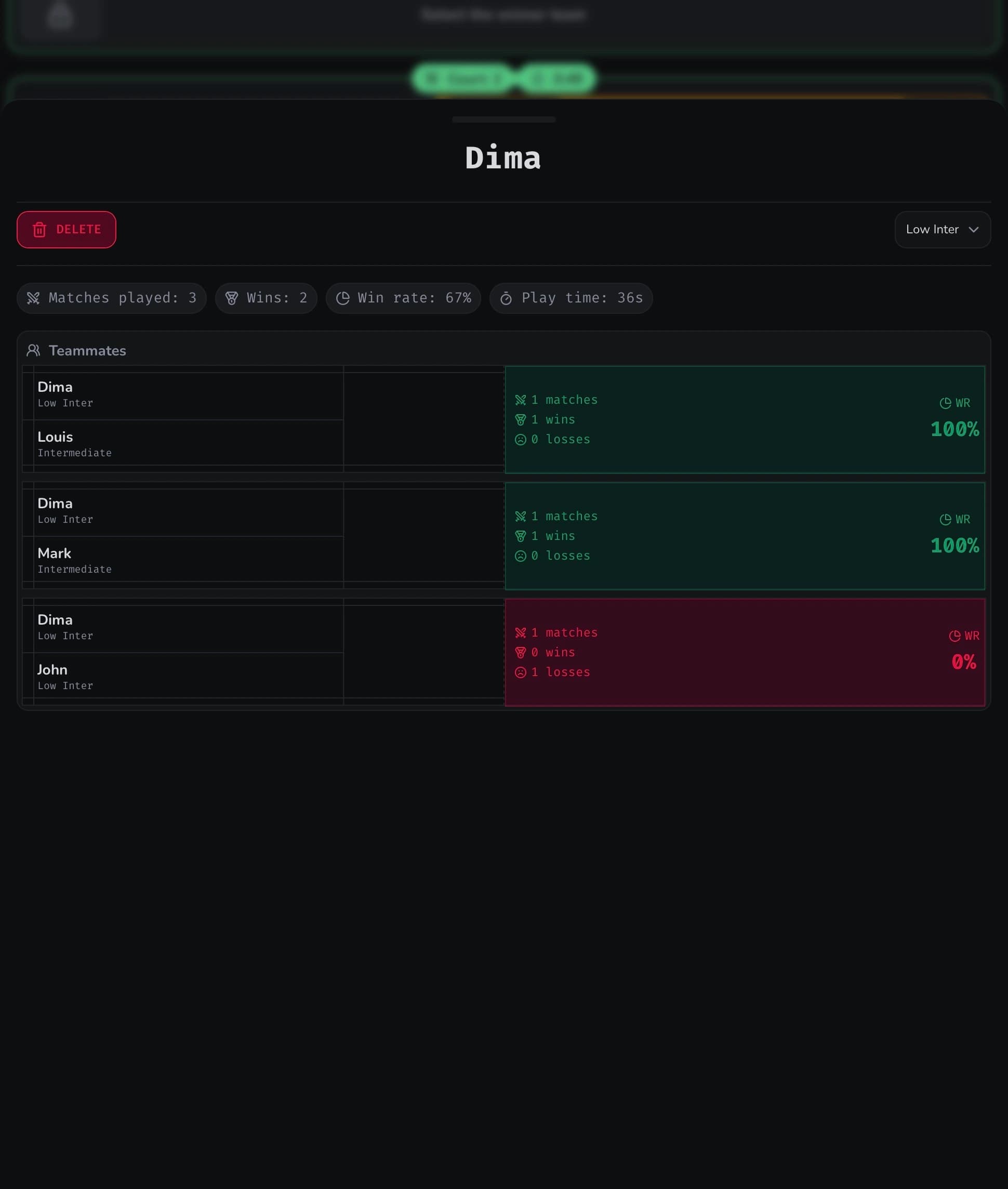 player configuration